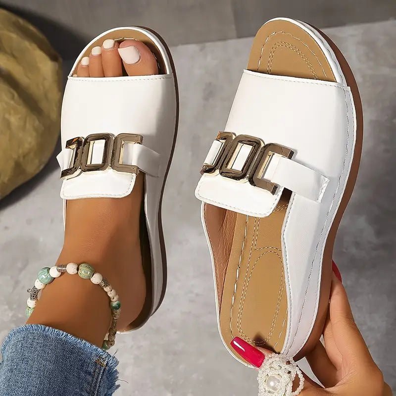 FitiqueFit chain wedge platform peep-toe sandals in five colors, EU sizes 36-45, featuring stylish design and comfortable heel.