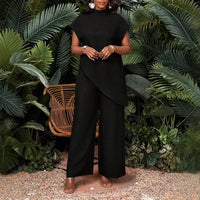 Women’s asymmetrical sleeveless top and pants set by FitiqueFit, stylish two-piece outfit with modern design and comfortable fit.