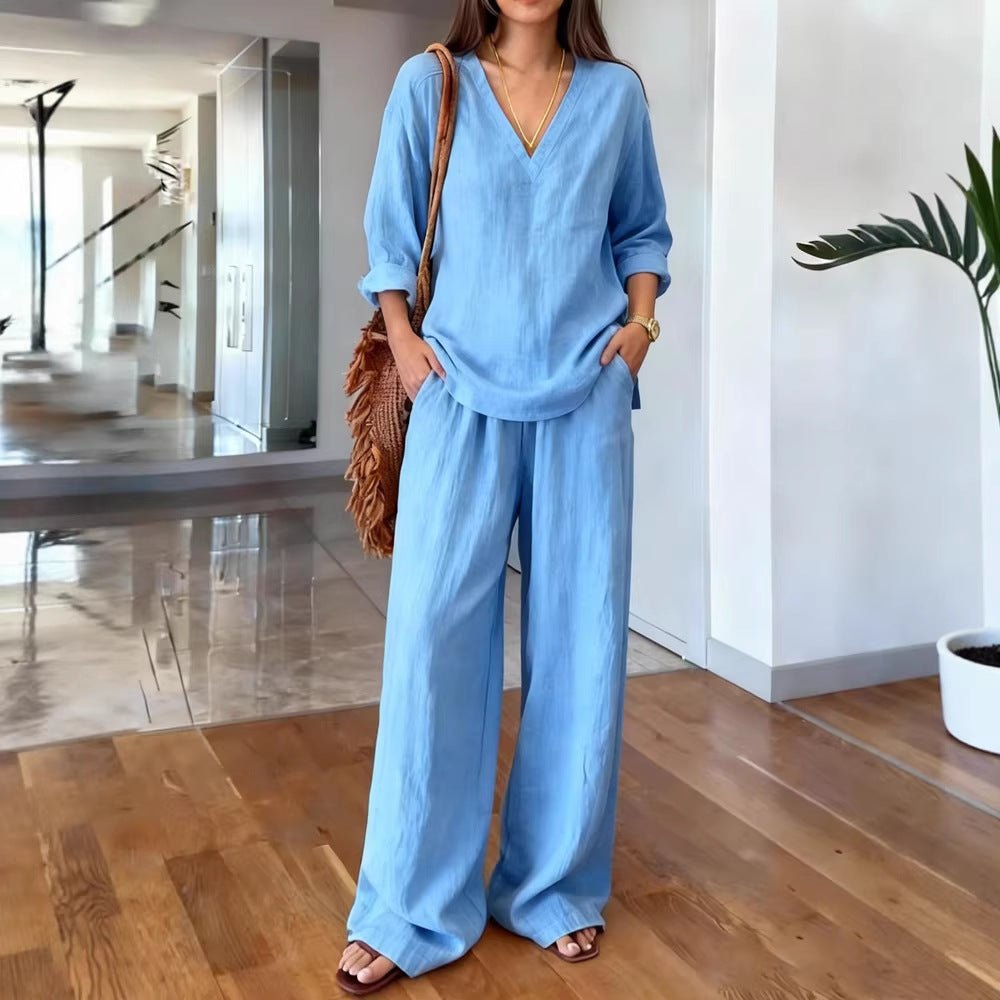 FitiqueFit long sleeve top and full-length pants two-piece set in 9 colors, available in sizes S to 3XL.