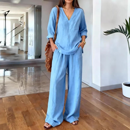 FitiqueFit long sleeve top and full-length pants two-piece set in 9 colors, available in sizes S to 3XL.