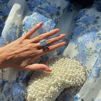 Floral Off-the-shoulder Strap Lace-up Large Swing Skirt Organza Dress - MANDOTOS