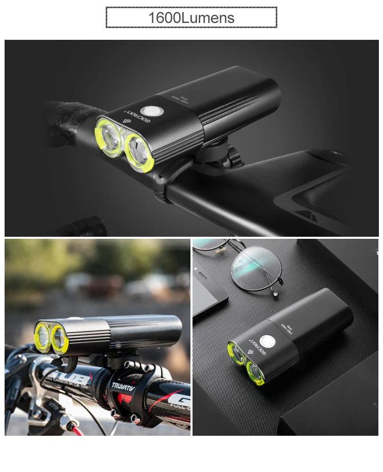 GACIRON 400-1800 Lumens Bicycle Front Light USB Rechargeable Cycling Headlight Flashlight MTB Road Bike Waterproof LED Head Lamp - MANDOTOS