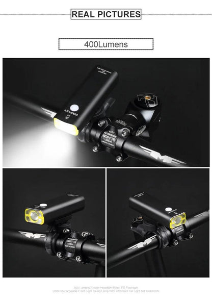 GACIRON 400-1800 Lumens Bicycle Front Light USB Rechargeable Cycling Headlight Flashlight MTB Road Bike Waterproof LED Head Lamp - MANDOTOS