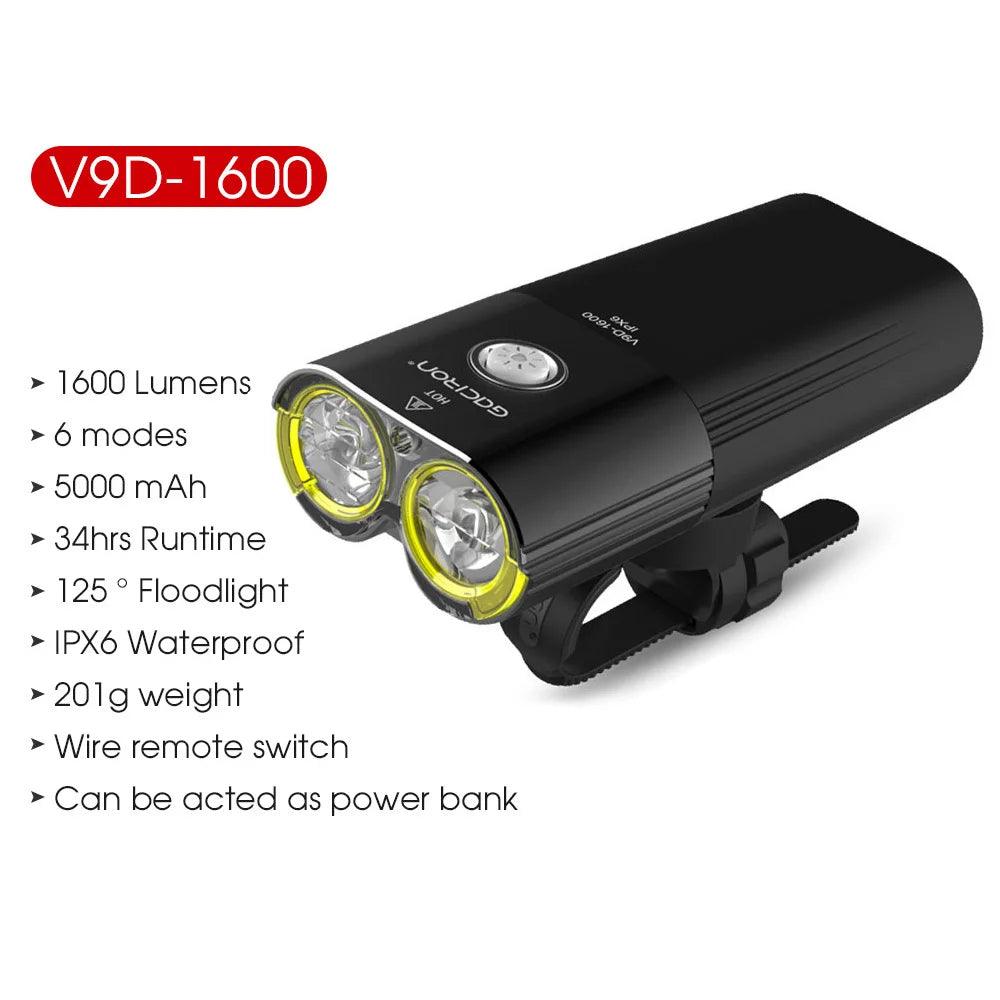 GACIRON 400-1800 Lumens Bicycle Front Light USB Rechargeable Cycling Headlight Flashlight MTB Road Bike Waterproof LED Head Lamp - MANDOTOS