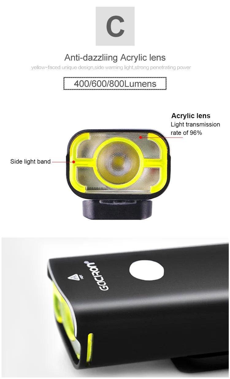 GACIRON 400-1800 Lumens Bicycle Front Light USB Rechargeable Cycling Headlight Flashlight MTB Road Bike Waterproof LED Head Lamp - MANDOTOS