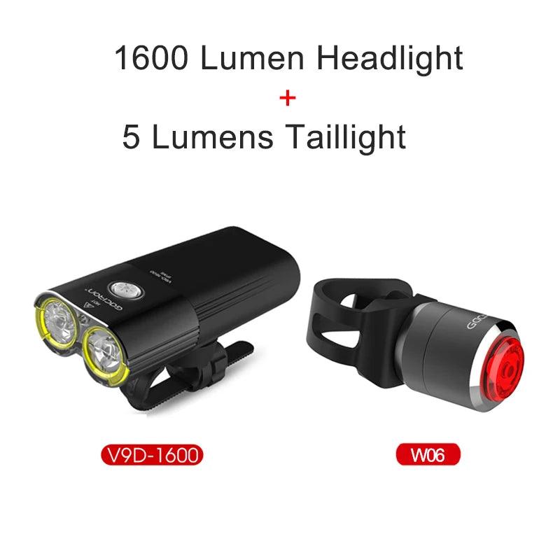 GACIRON 400-1800 Lumens Bicycle Front Light USB Rechargeable Cycling Headlight Flashlight MTB Road Bike Waterproof LED Head Lamp - MANDOTOS