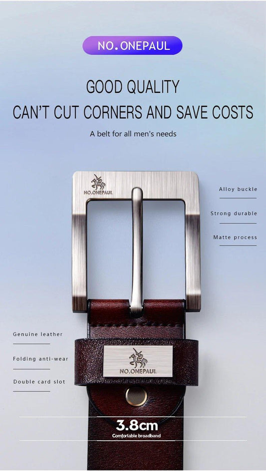 Genuine Leather For Men's High Quality Buckle Jeans Cowskin Casual Belts Business Cowboy Waistband Male Fashion Designer 2022New - MANDOTOS