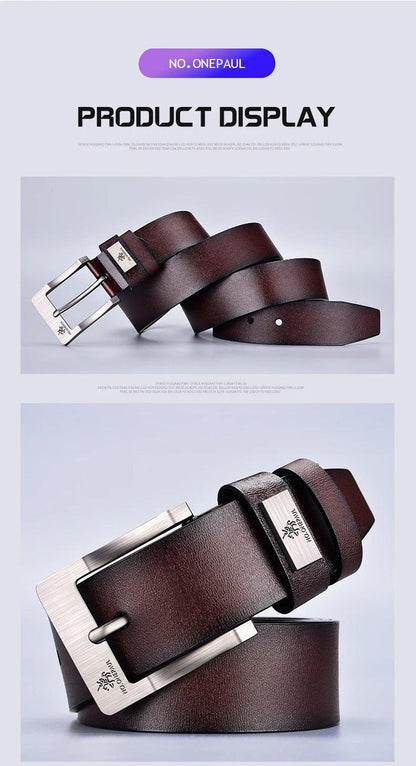 Genuine Leather For Men's High Quality Buckle Jeans Cowskin Casual Belts Business Cowboy Waistband Male Fashion Designer 2022New - MANDOTOS