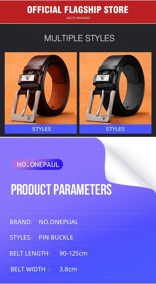 Genuine Leather For Men's High Quality Buckle Jeans Cowskin Casual Belts Business Cowboy Waistband Male Fashion Designer 2022New - MANDOTOS