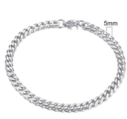 Gold-Tone Stainless Steel Cuban Bracelet 3-11mm - MANDOTOS