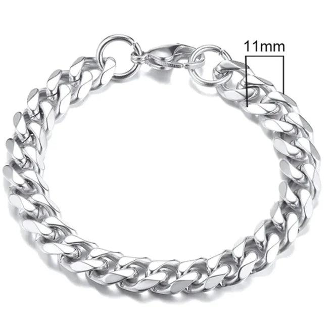 Gold-Tone Stainless Steel Cuban Bracelet 3-11mm - MANDOTOS
