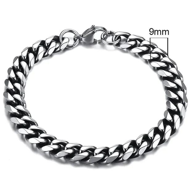 Gold-Tone Stainless Steel Cuban Bracelet 3-11mm - MANDOTOS
