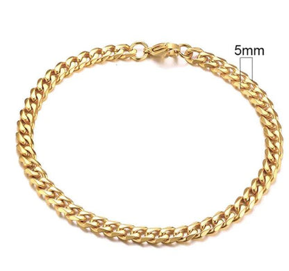 Gold-Tone Stainless Steel Cuban Bracelet 3-11mm - MANDOTOS
