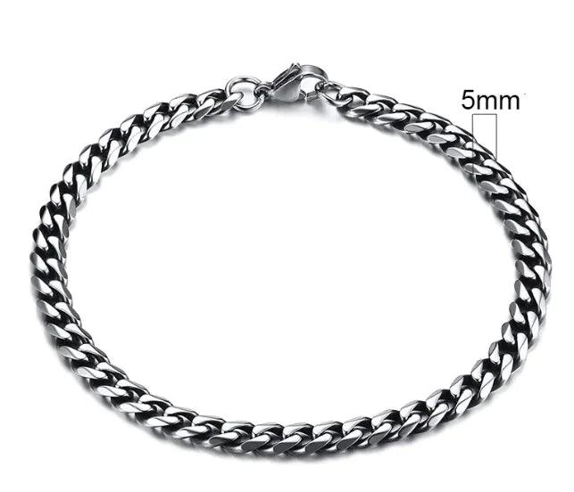 Gold-Tone Stainless Steel Cuban Bracelet 3-11mm - MANDOTOS