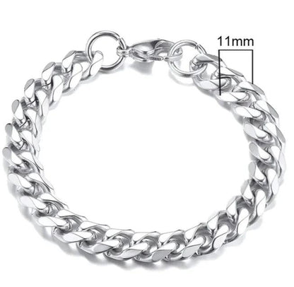 Gold-Tone Stainless Steel Cuban Bracelet 3-11mm - MANDOTOS