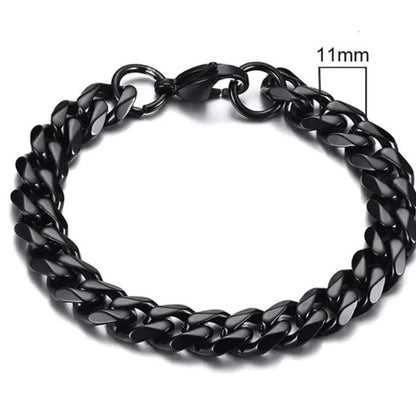 Gold-Tone Stainless Steel Cuban Bracelet 3-11mm - MANDOTOS