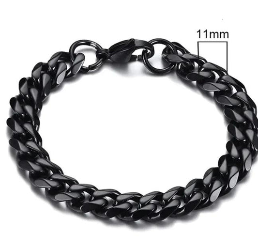 Gold-Tone Stainless Steel Cuban Bracelet 3-11mm - MANDOTOS