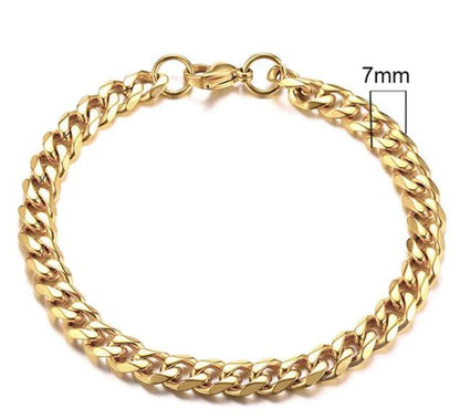 Gold-Tone Stainless Steel Cuban Bracelet 3-11mm - MANDOTOS