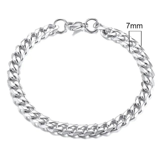 Gold-Tone Stainless Steel Cuban Bracelet 3-11mm - MANDOTOS