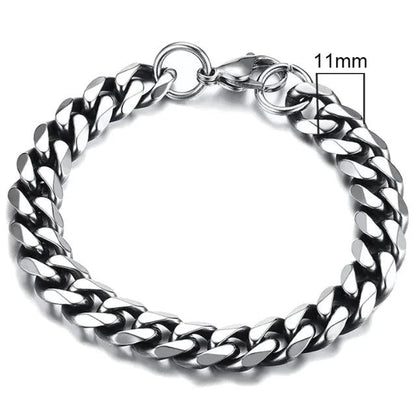 Gold-Tone Stainless Steel Cuban Bracelet 3-11mm - MANDOTOS