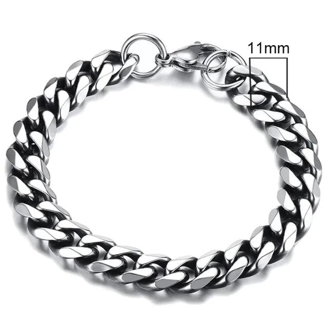 Gold-Tone Stainless Steel Cuban Bracelet 3-11mm - MANDOTOS