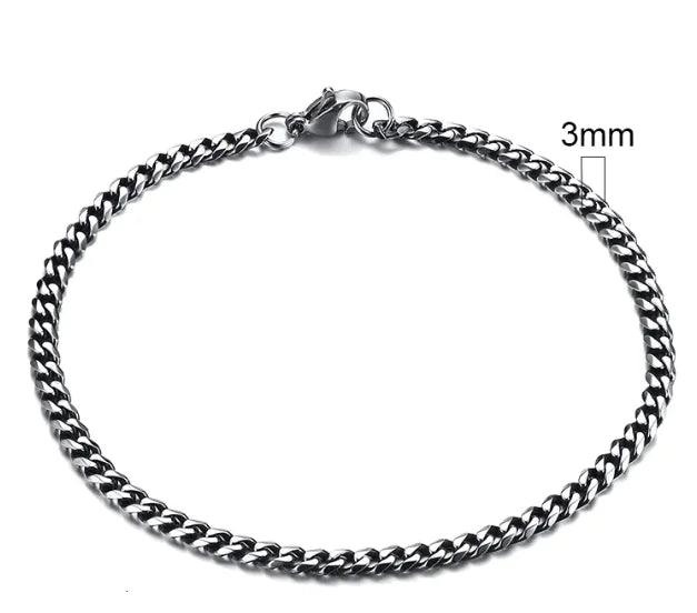 Gold-Tone Stainless Steel Cuban Bracelet 3-11mm - MANDOTOS