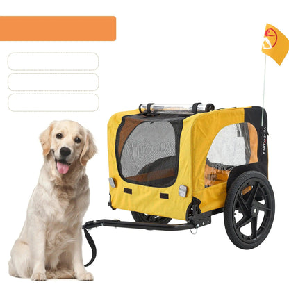 Heavy-Duty Yellow Pet Stroller with Bike Hitch - MANDOTOS