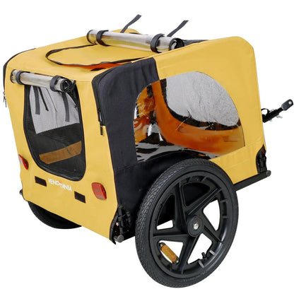 Heavy-Duty Yellow Pet Stroller with Bike Hitch - MANDOTOS