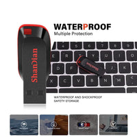 Black high-capacity USB 2.0 flash drives in 128GB, 64GB, and 32GB with keychain attachment, ideal for business storage.