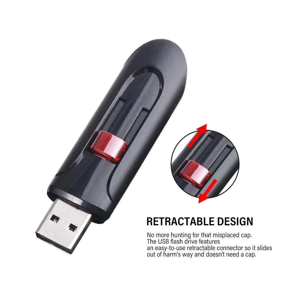 Black high-capacity USB 2.0 flash drives from Holland Store, 128GB, 64GB, and 32GB with keychain, compact storage for business use.