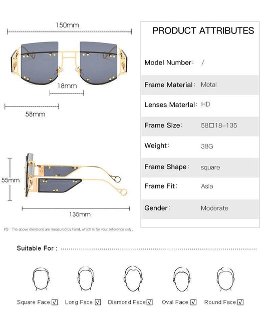 Hollow Out Oversized Women Square Sunglasses 2022 Brand Designer Men Sun Glasses Big Frame Oculos De Sol Feminino Sunglasses - MANDOTOS