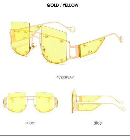 Hollow Out Oversized Women Square Sunglasses 2022 Brand Designer Men Sun Glasses Big Frame Oculos De Sol Feminino Sunglasses - MANDOTOS