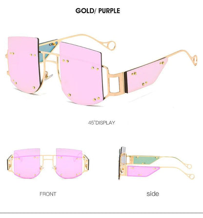 Hollow Out Oversized Women Square Sunglasses 2022 Brand Designer Men Sun Glasses Big Frame Oculos De Sol Feminino Sunglasses - MANDOTOS