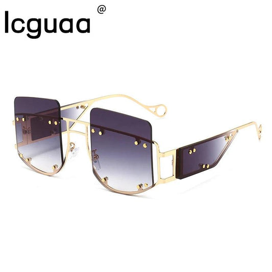 Hollow Out Oversized Women Square Sunglasses 2022 Brand Designer Men Sun Glasses Big Frame Oculos De Sol Feminino Sunglasses - MANDOTOS