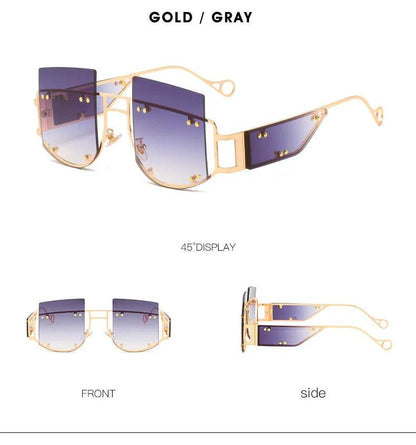 Hollow Out Oversized Women Square Sunglasses 2022 Brand Designer Men Sun Glasses Big Frame Oculos De Sol Feminino Sunglasses - MANDOTOS