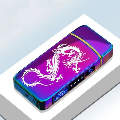 USB Rechargeable Electric Windproof Double Arc Lighter with LED Display - MANDOTOS