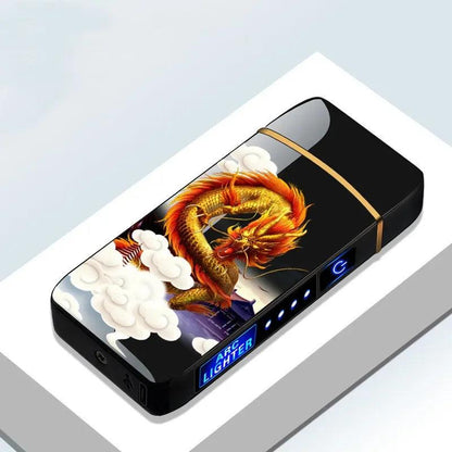 USB Rechargeable Electric Windproof Double Arc Lighter with LED Display - MANDOTOS