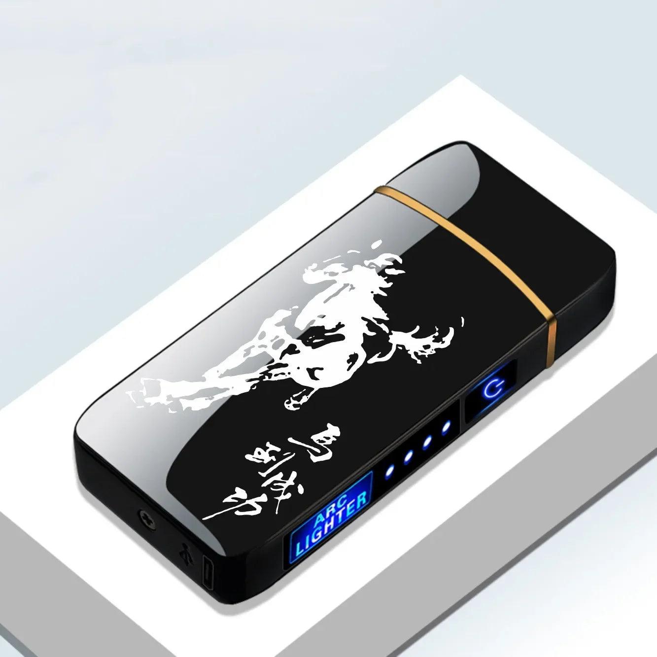 USB Rechargeable Electric Windproof Double Arc Lighter with LED Display - MANDOTOS