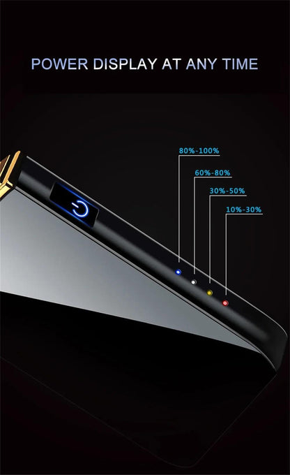 USB Rechargeable Electric Windproof Double Arc Lighter with LED Display - MANDOTOS
