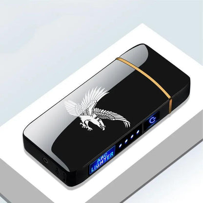 USB Rechargeable Electric Windproof Double Arc Lighter with LED Display - MANDOTOS