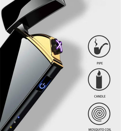 USB Rechargeable Electric Windproof Double Arc Lighter with LED Display - MANDOTOS