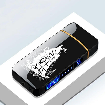 USB Rechargeable Electric Windproof Double Arc Lighter with LED Display - MANDOTOS
