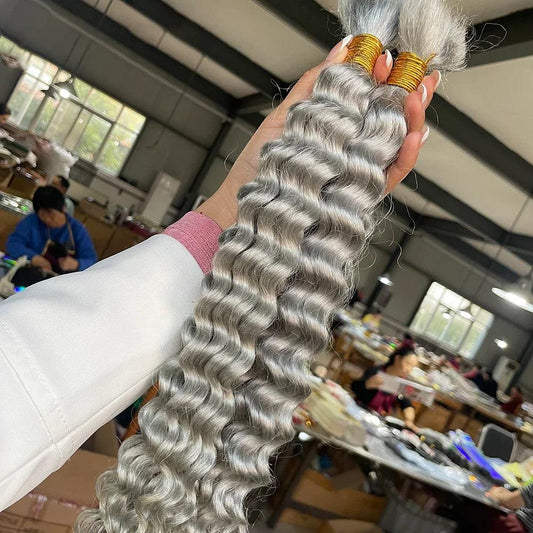 Human Braiding Hair 1 Bundle 20 Inch Human Hair Bundles for Braiding Highlight P4/27 Color Deep Wave Bulk Human Hair Bundles - MANDOTOS