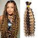 Human Braiding Hair 1 Bundle 20 Inch Human Hair Bundles for Braiding Highlight P4/27 Color Deep Wave Bulk Human Hair Bundles - MANDOTOS
