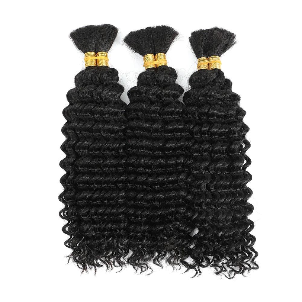 Human Braiding Hair 1 Bundle 20 Inch Human Hair Bundles for Braiding Highlight P4/27 Color Deep Wave Bulk Human Hair Bundles - MANDOTOS