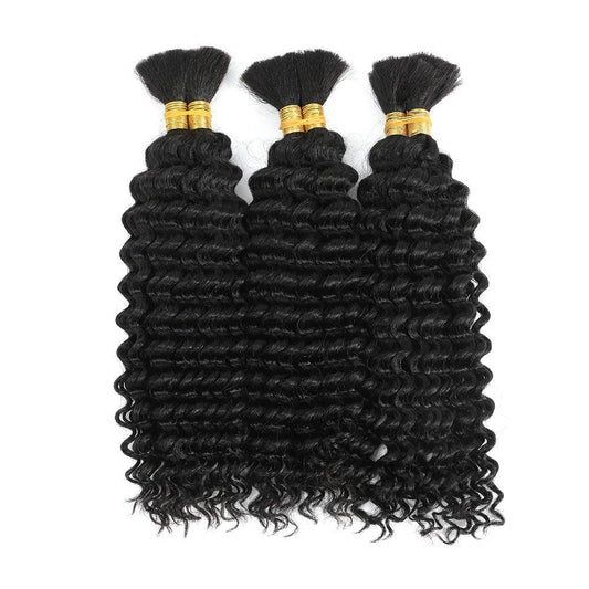 Human Braiding Hair 1 Bundle 20 Inch Human Hair Bundles for Braiding Highlight P4/27 Color Deep Wave Bulk Human Hair Bundles - MANDOTOS