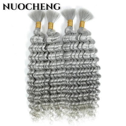 Human Braiding Hair 1 Bundle 20 Inch Human Hair Bundles for Braiding Highlight P4/27 Color Deep Wave Bulk Human Hair Bundles - MANDOTOS