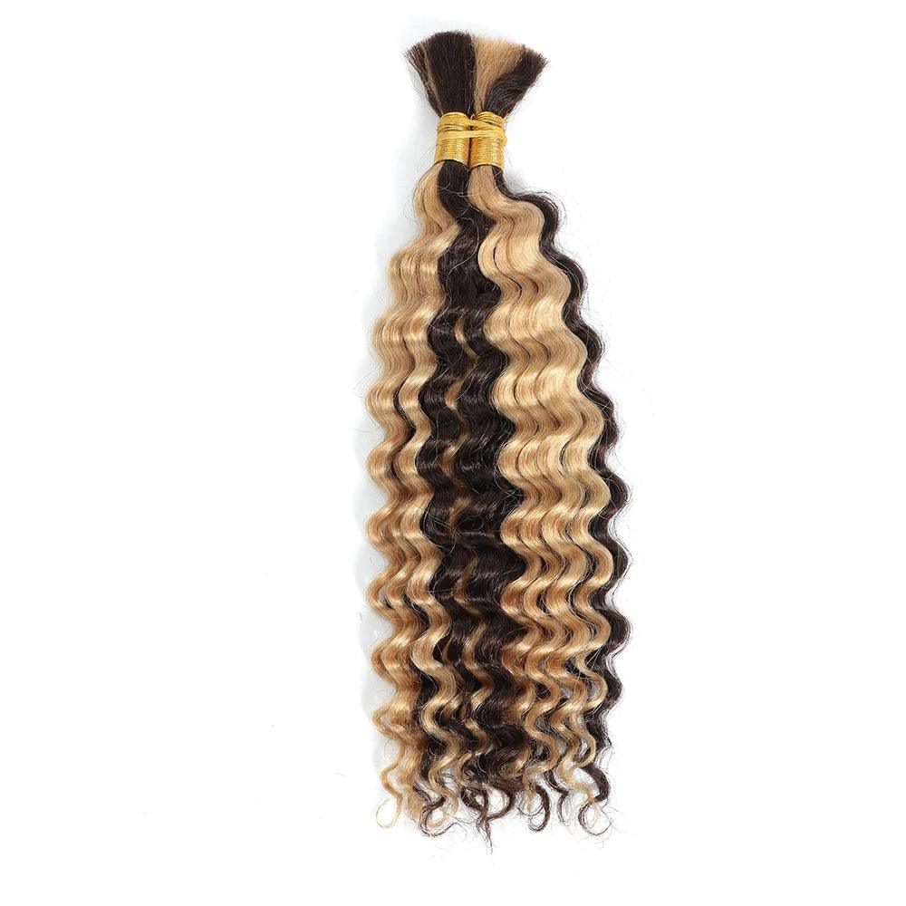 Human Braiding Hair 100g Deep Wave Human Hair Bulk for Braiding No Weft Curly Human Hair Extensions for Boho Braids - MANDOTOS