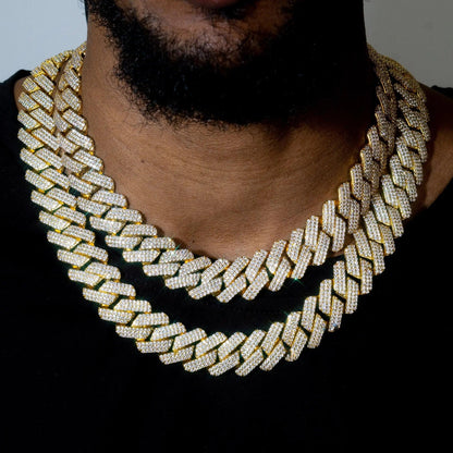 Triple Row Diamond Gold Cuban Chain - MANDOTOS
