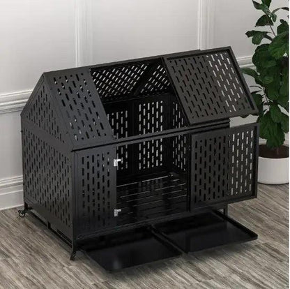 Indestructible 45" Dual-Door Dog Kennel - MANDOTOS
